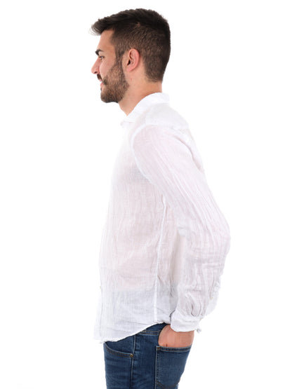 Camicia uomo FB Katerina 387 in lino bianca per cerimonia