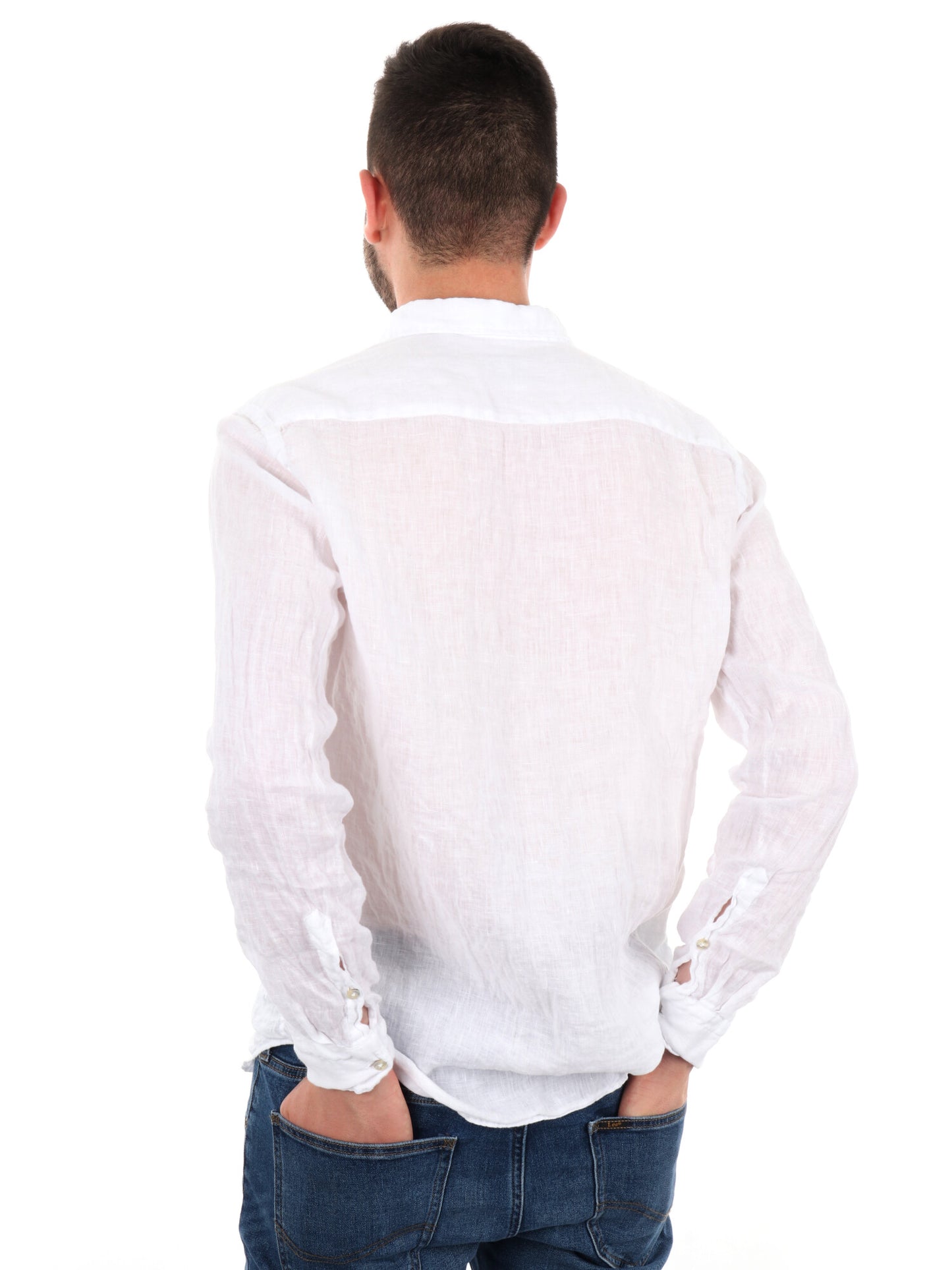 Camicia uomo FB Katerina 387 in lino bianca per cerimonia