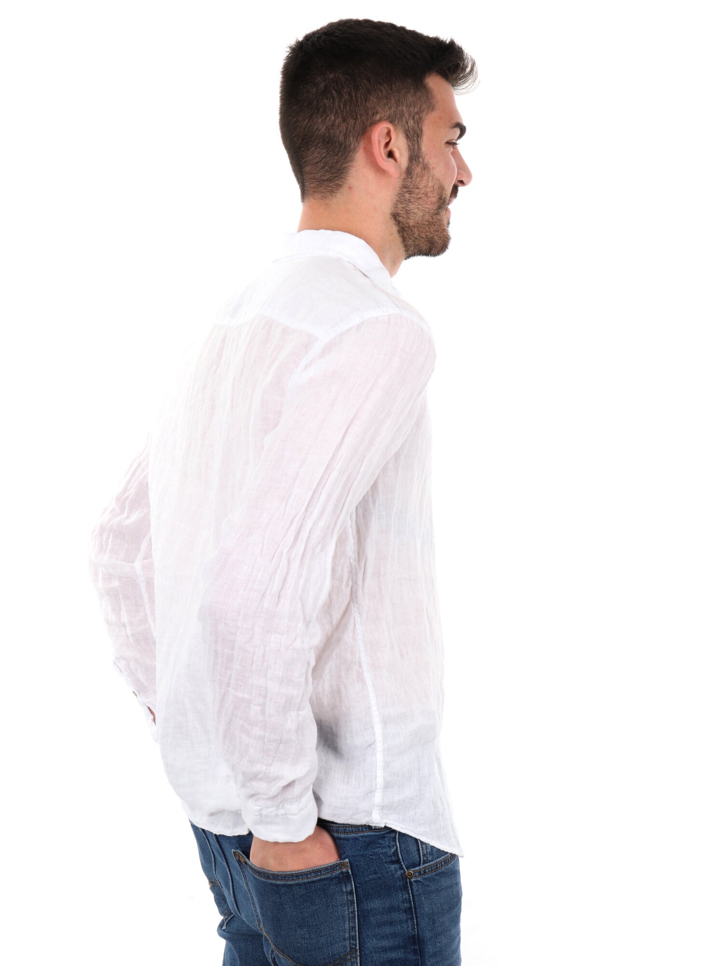 Camicia uomo FB Katerina 387 in lino bianca per cerimonia