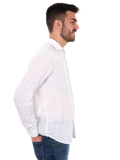 Camicia uomo FB Katerina 387 in lino bianca per cerimonia