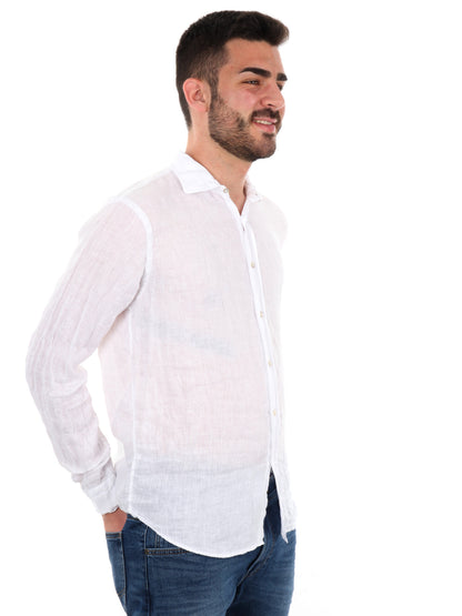Camicia uomo FB Katerina 387 in lino bianca per cerimonia