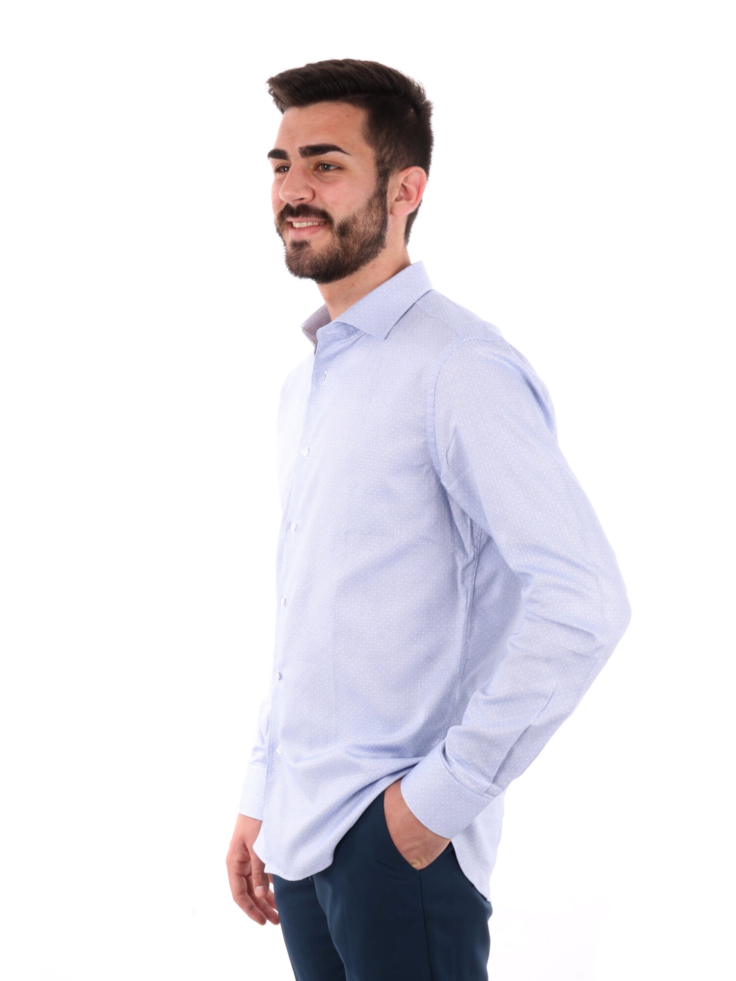 F.B. CAMICIA ML - BIANCO CELESTE
