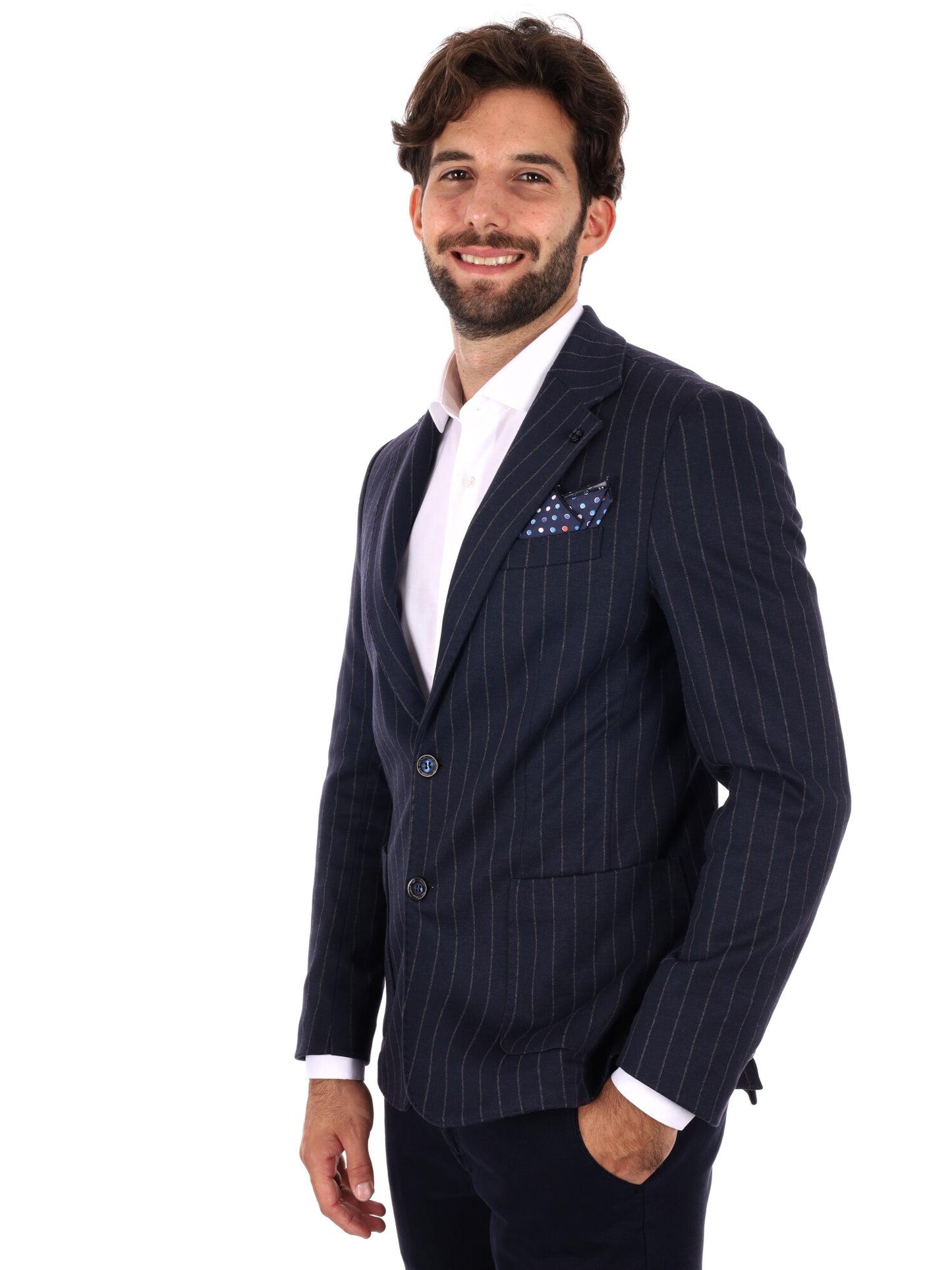 GIACCA A RIGHE MONOPETTO FB DA UOMO BLU