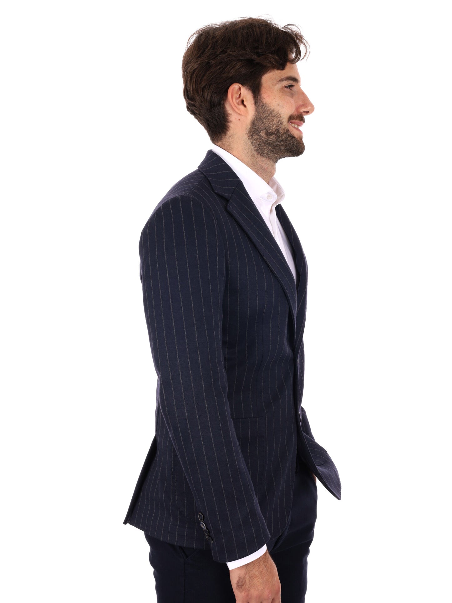 GIACCA A RIGHE MONOPETTO FB DA UOMO BLU