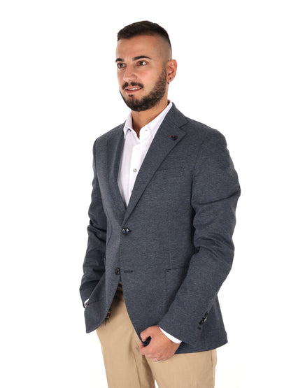 Giacca da uomo FB in maglia blu per primavera-estate