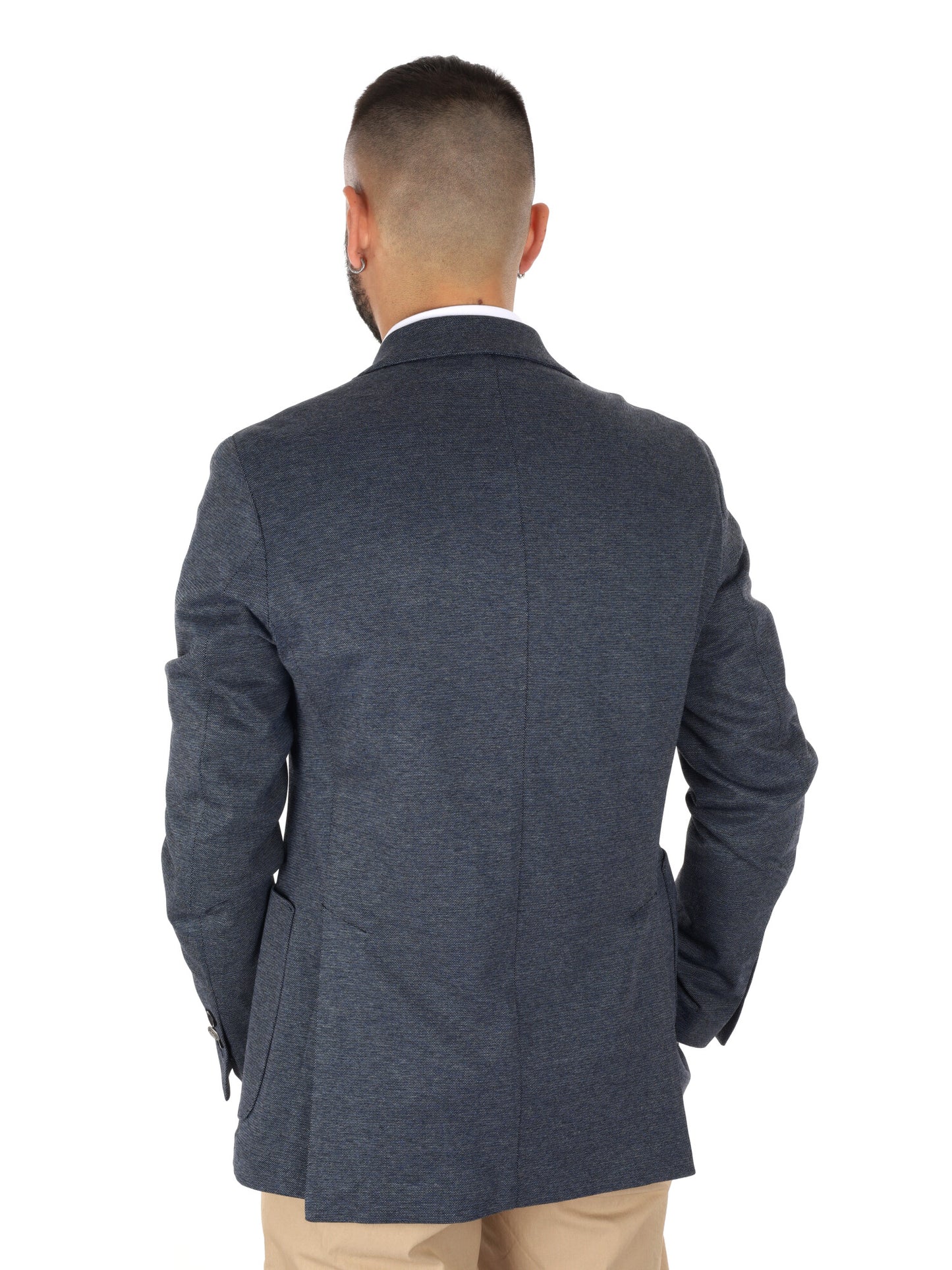 Giacca da uomo FB in maglia blu per primavera-estate