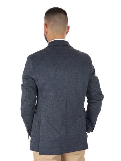 Giacca da uomo FB in maglia blu per primavera-estate