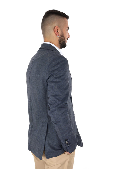 Giacca da uomo FB in maglia blu per primavera-estate