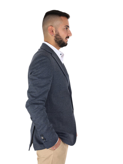 Giacca da uomo FB in maglia blu per primavera-estate