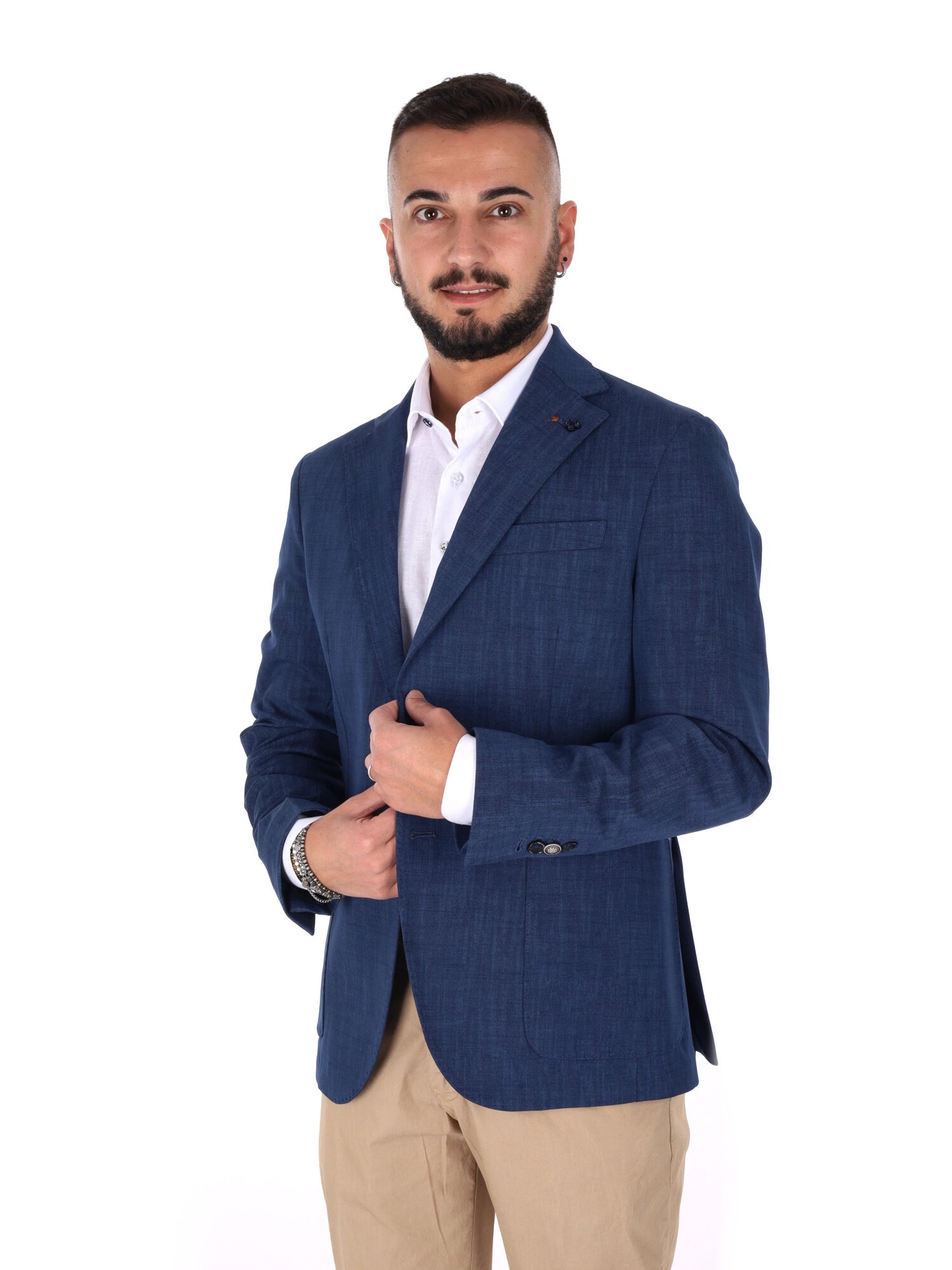 Giacca elegante da uomo FB blu in punto milano versatile