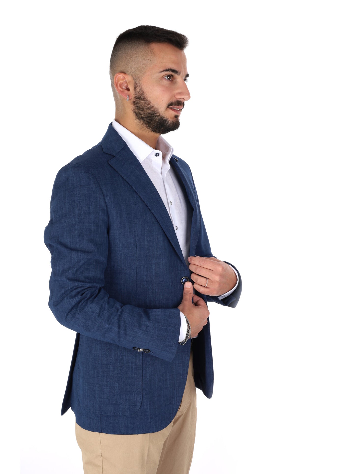 Giacca elegante da uomo FB blu in punto milano versatile