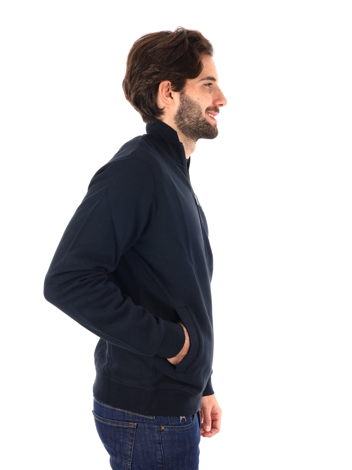 Lyle&scott felpa zip da uomo blu