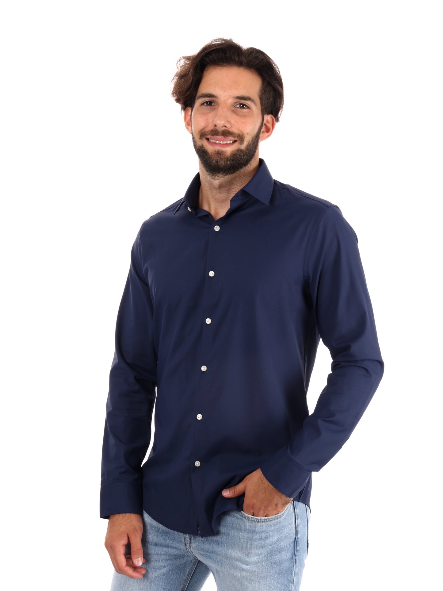 CAMICIA SLIM PERFORMANCE STRETCH CALVIN KLEIN JEANS UOMO BLU