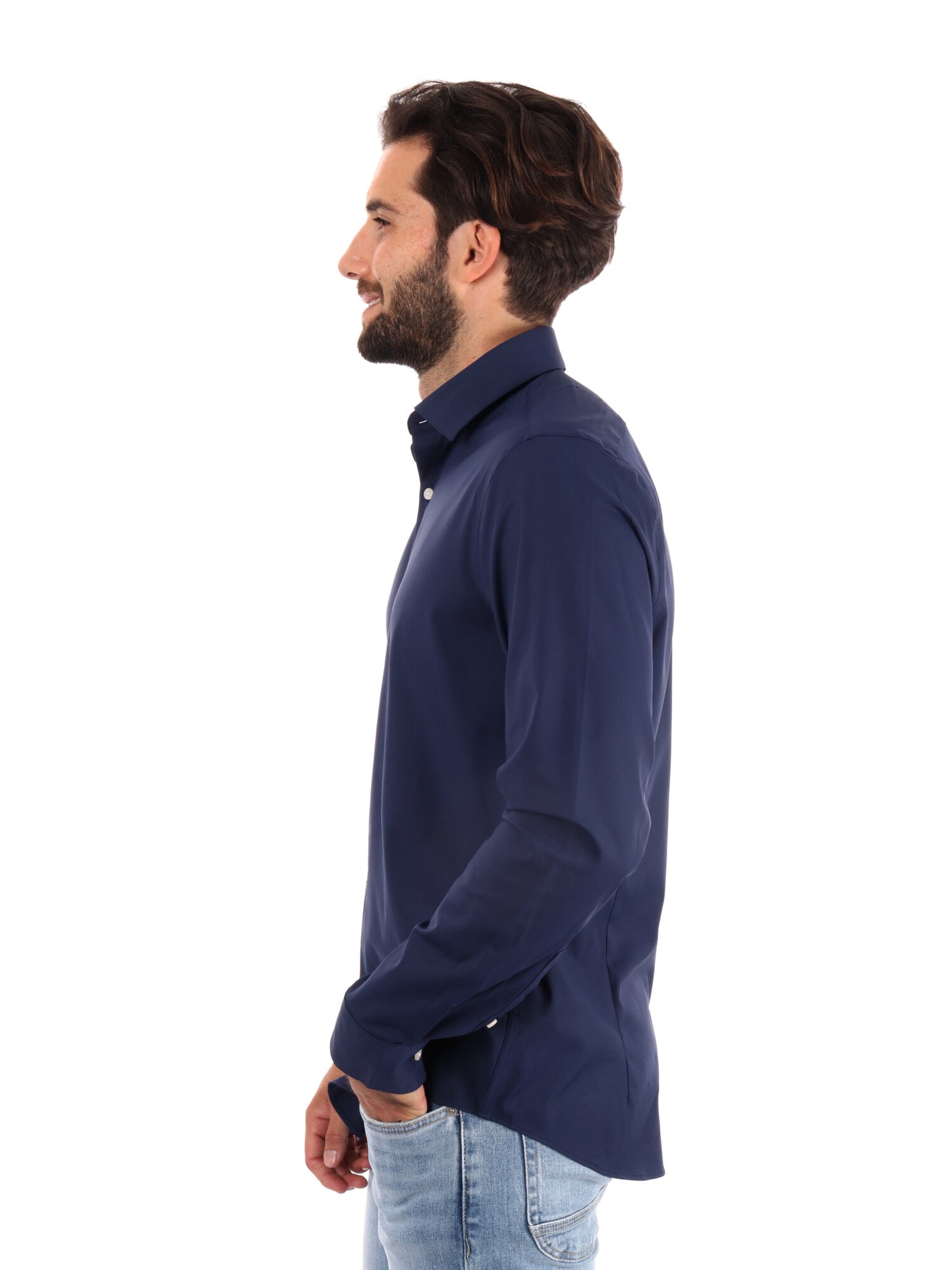 CAMICIA SLIM PERFORMANCE STRETCH CALVIN KLEIN JEANS UOMO BLU