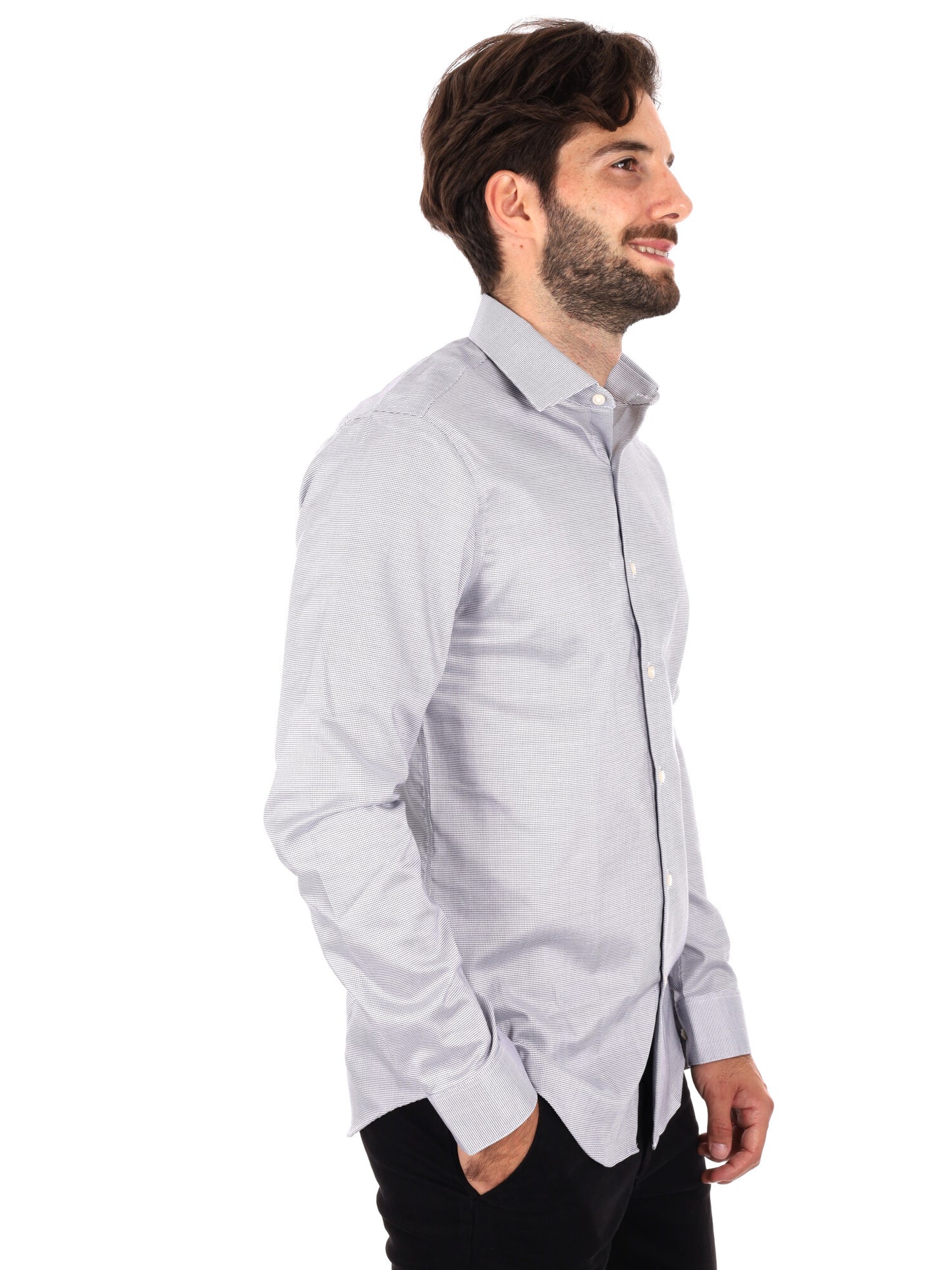CAMICIA MICRO FANTASIA SLIM CALVIN KLEIN DA UOMO BLU