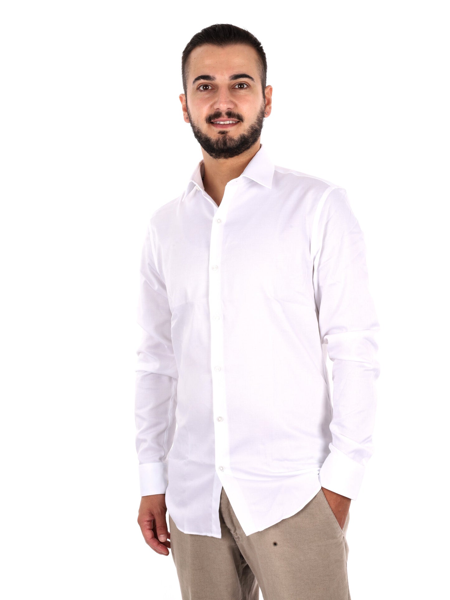 Calvin Klein Slim Stretch Collar, camicia da uomo bianca