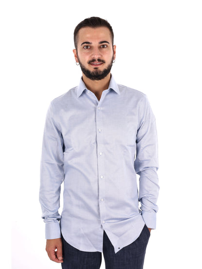 Calvin Klein CK Slim Str Collar, camicia da uomo azzurra