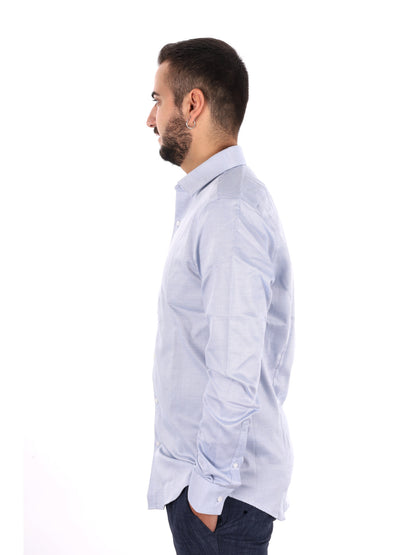 Calvin Klein CK Slim Str Collar, camicia da uomo azzurra