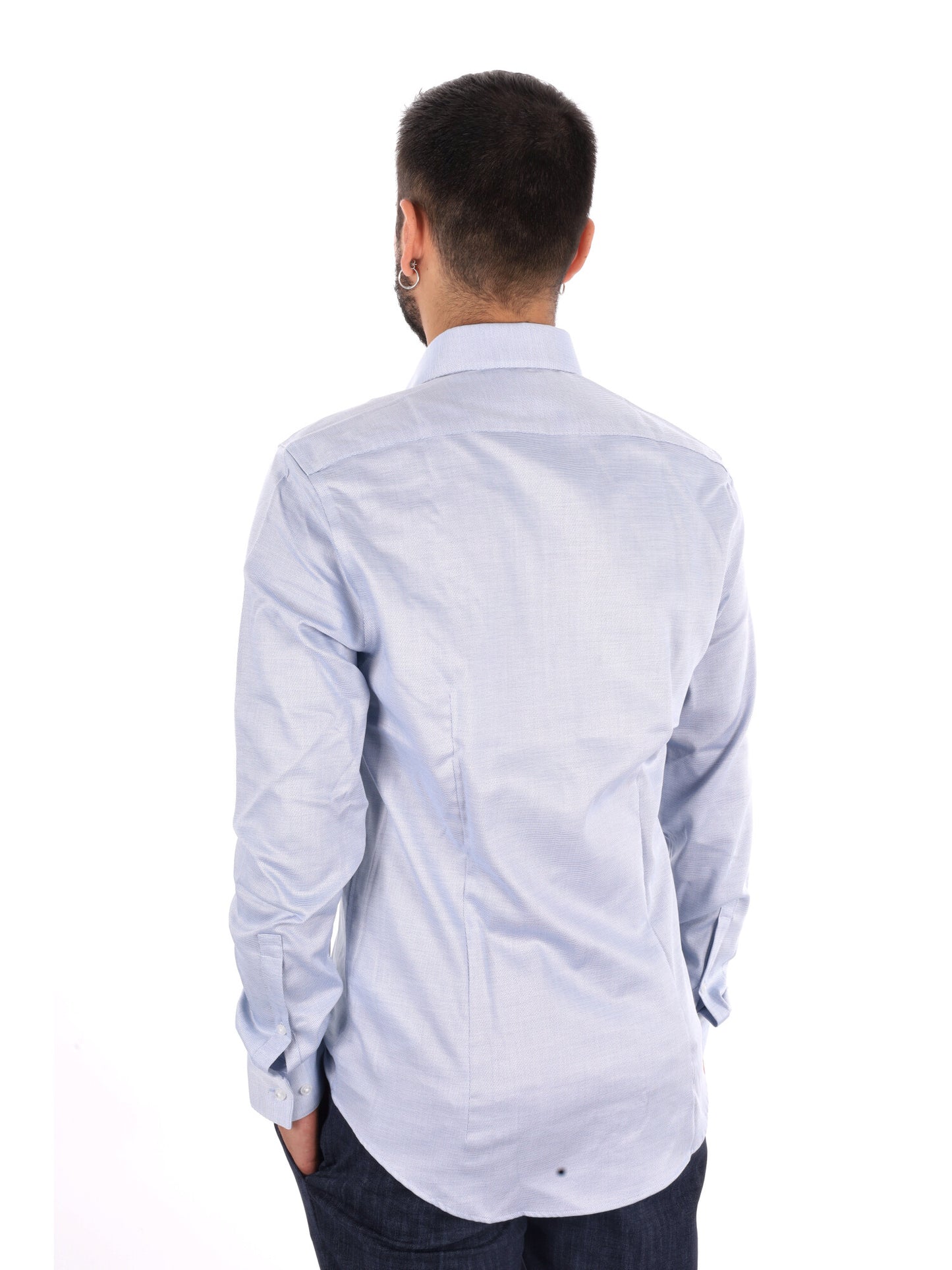 Calvin Klein CK Slim Str Collar, camicia da uomo azzurra