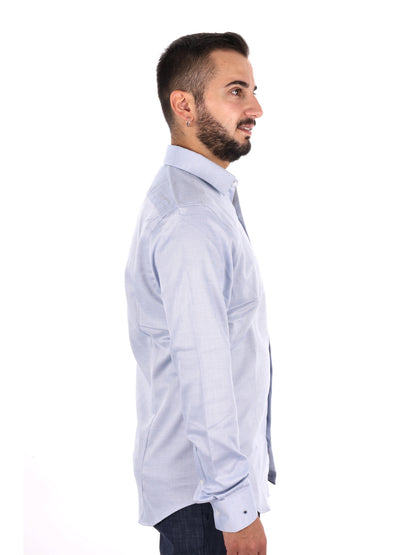 Calvin Klein CK Slim Str Collar, camicia da uomo azzurra