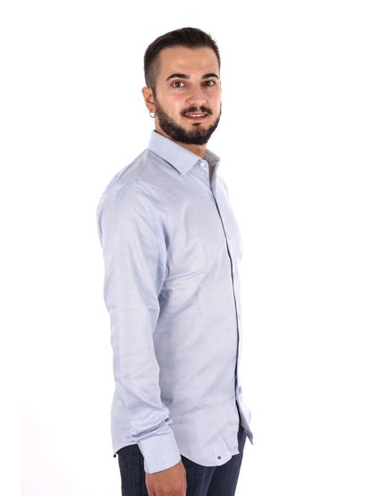 Calvin Klein CK Slim Str Collar, camicia da uomo azzurra