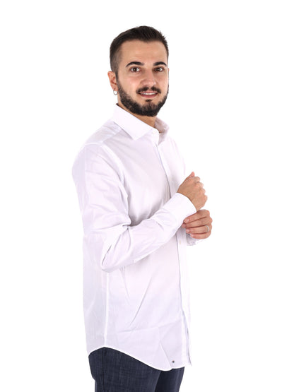 Calvin Klein Ess.Pop, camicia da uomo bianca