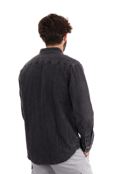 CAMICIA DENIM CASUAL CLASSIC CALVIN KLEIN JEANS DA UOMO NERO