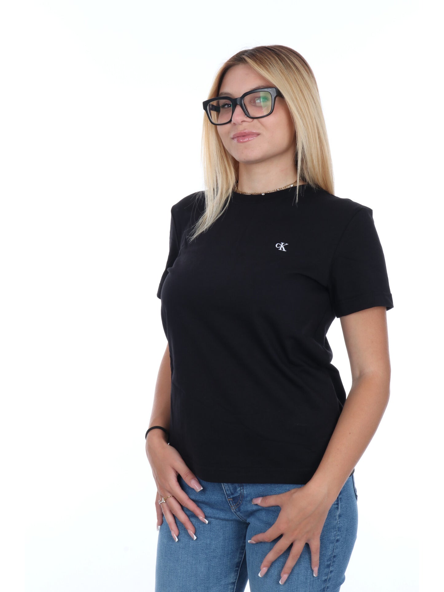 T-SHIRT GIROCOLLO CALVIN KLEIN DA DONNA NERO