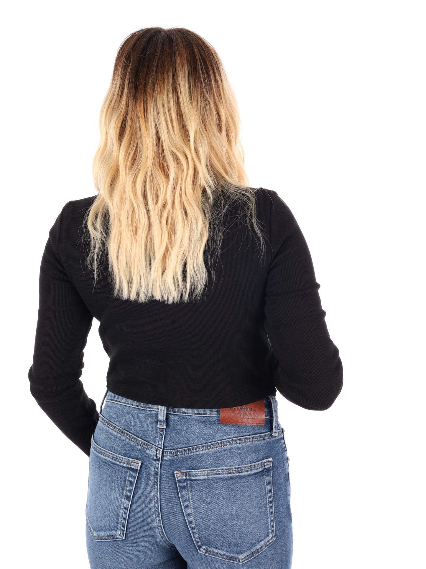 CARDIGAN A COSTINE CROP CALVIN KLEIN JEANS DA DONNA NERO