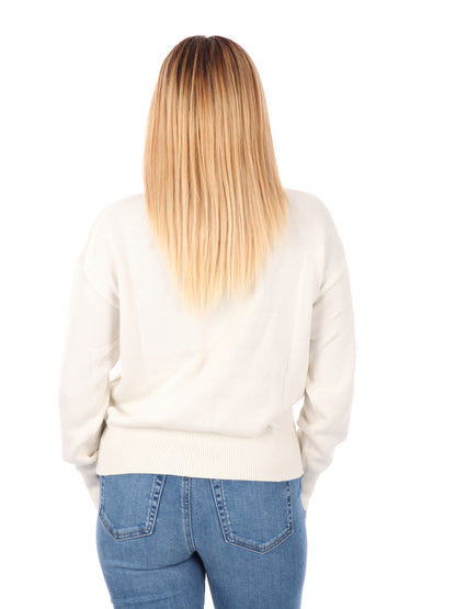 PULLOVER GIROCOLLO CON LOGO CALVIN KLEIN DA DONNA PANNA