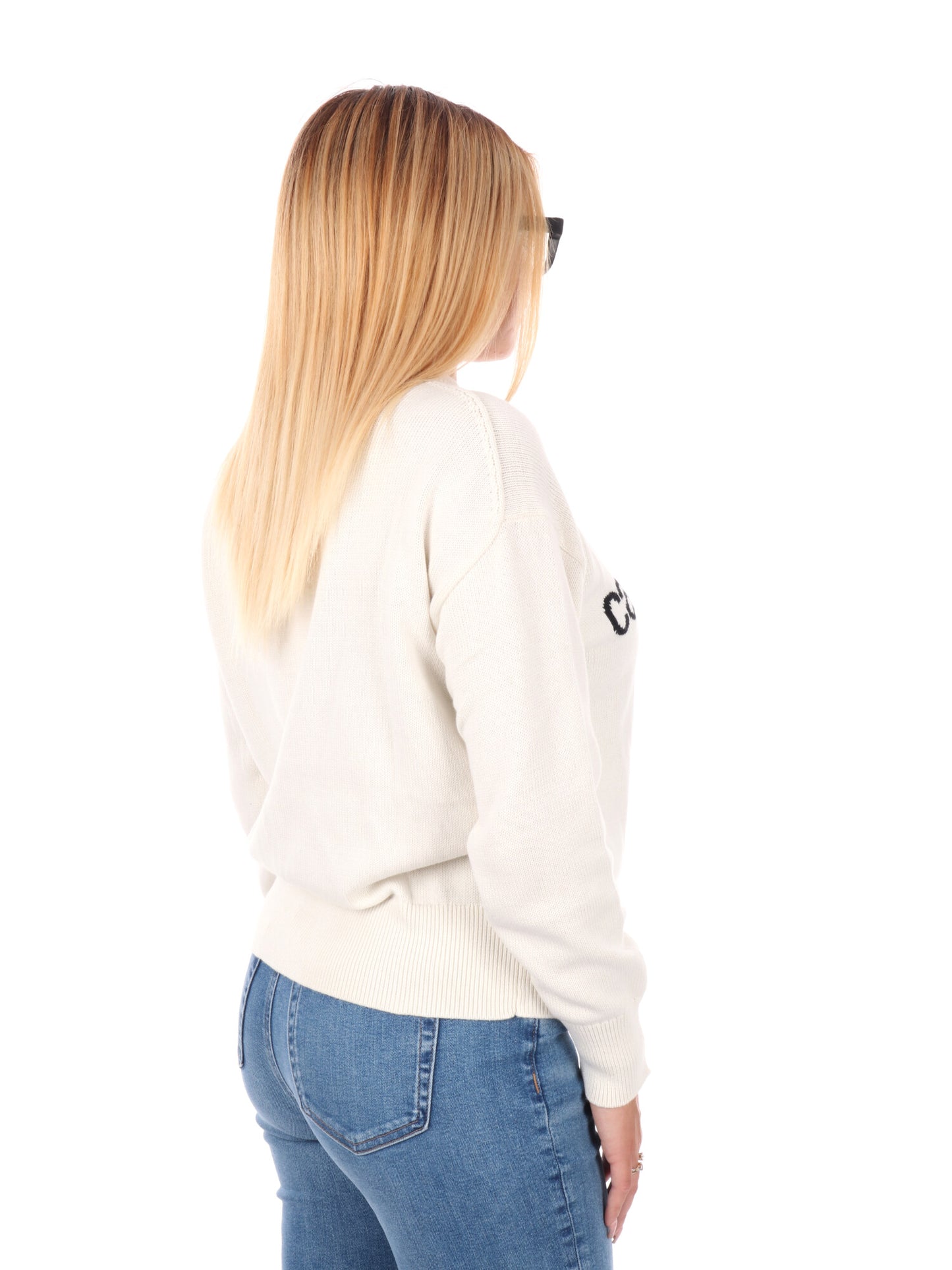 PULLOVER GIROCOLLO CON LOGO CALVIN KLEIN DA DONNA PANNA