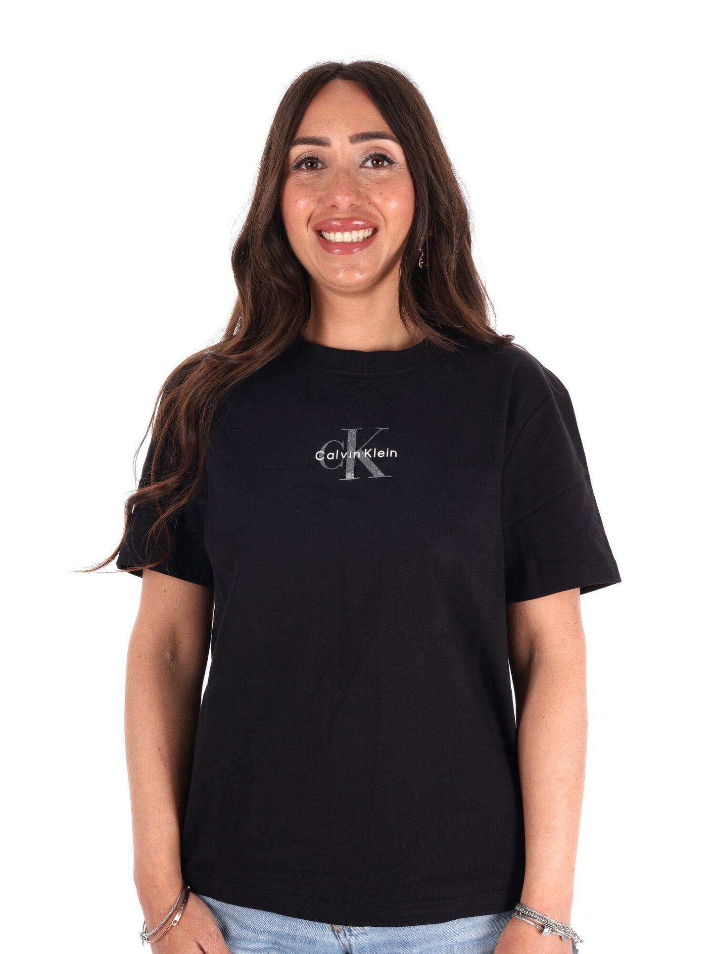T-shirt Classic Logo Calvin Klein Jeans da donna nera
