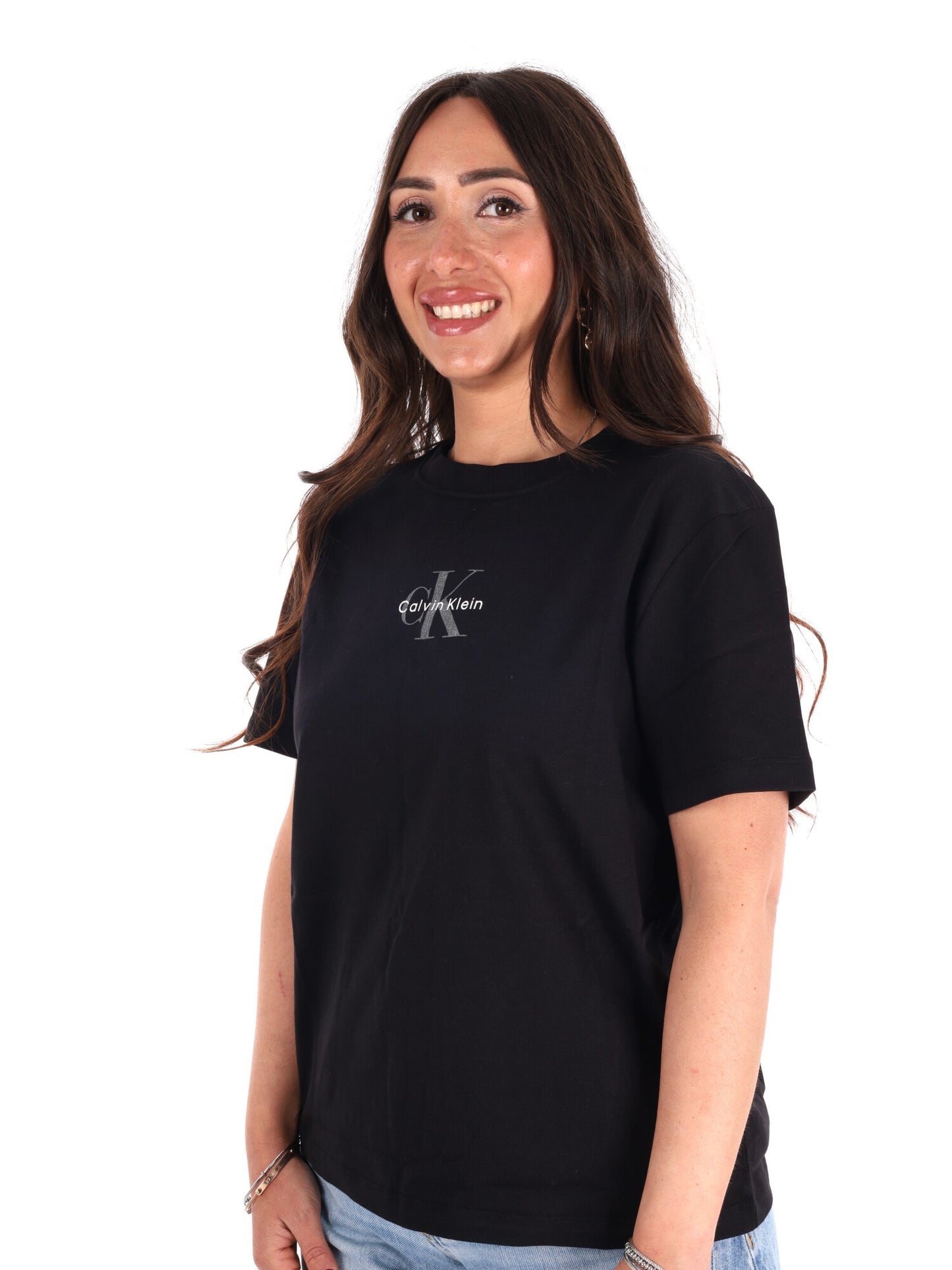 T-shirt Classic Logo Calvin Klein Jeans da donna nera