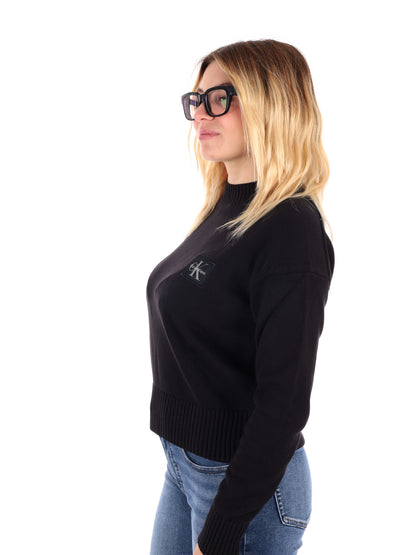 PULLOVER GIROCOLLO CALVIN KLEIN JEANS DA DONNA NERO