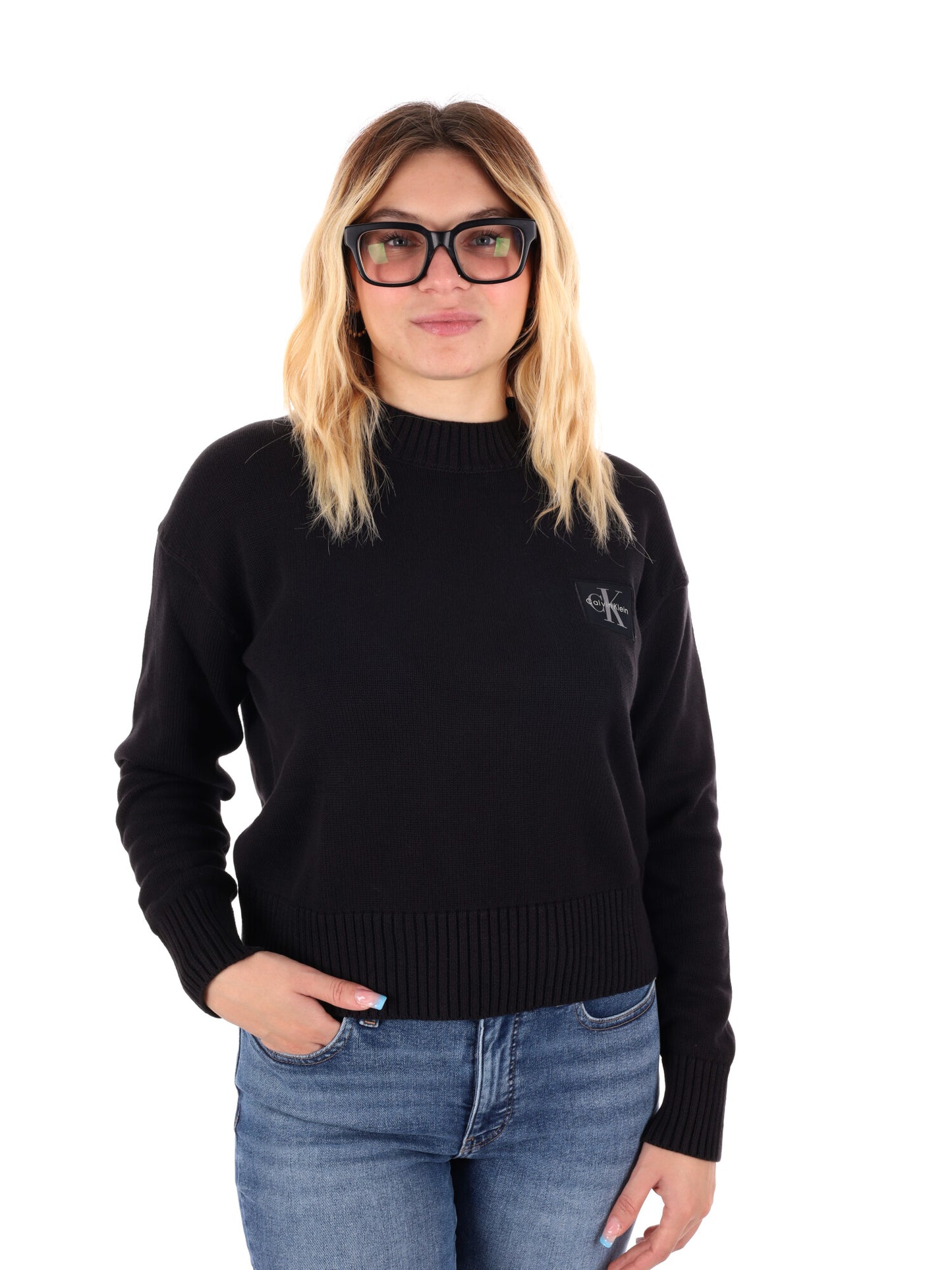 PULLOVER GIROCOLLO CALVIN KLEIN JEANS DA DONNA NERO