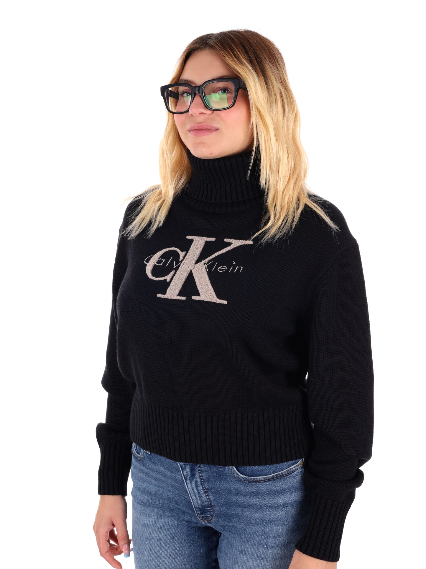 PULLOVER CON COLLO A LUPETTO CALVIN KLEIN JEANS DA DONNA NERO