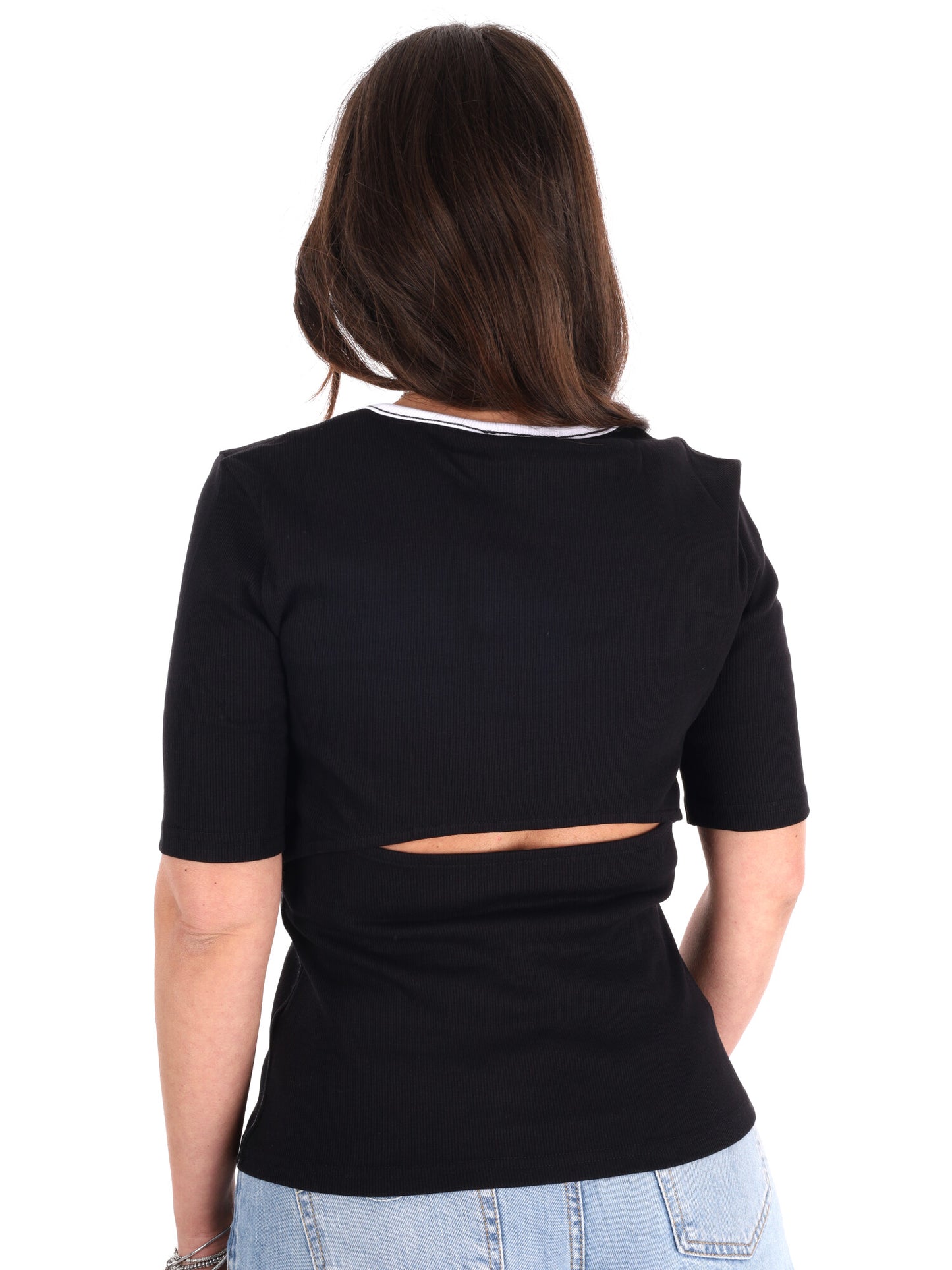 Calvin Klein 2x2 Baby Rib, t-shirt donna in nero