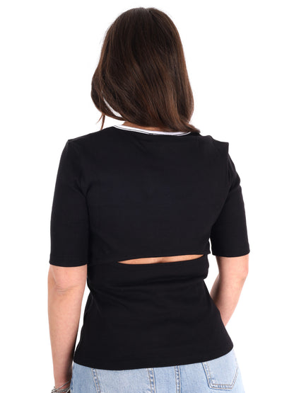 Calvin Klein 2x2 Baby Rib, t-shirt donna in nero