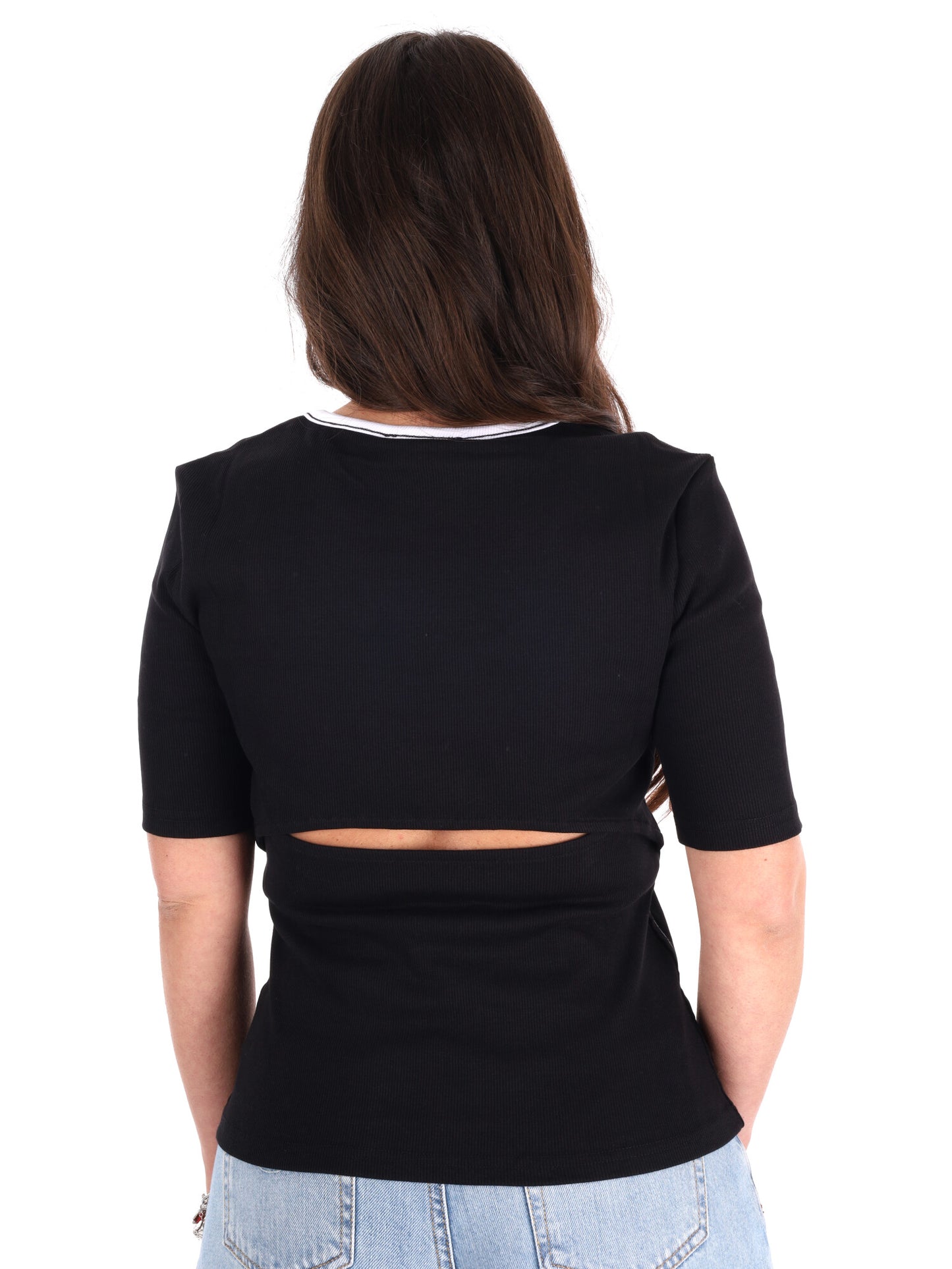 Calvin Klein 2x2 Baby Rib, t-shirt donna in nero