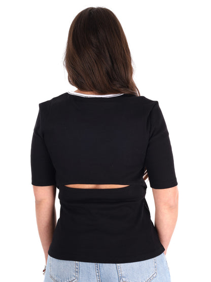Calvin Klein 2x2 Baby Rib, t-shirt donna in nero