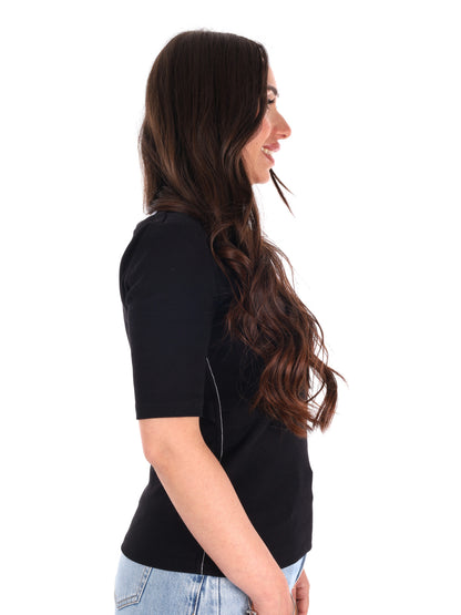 Calvin Klein 2x2 Baby Rib, t-shirt donna in nero