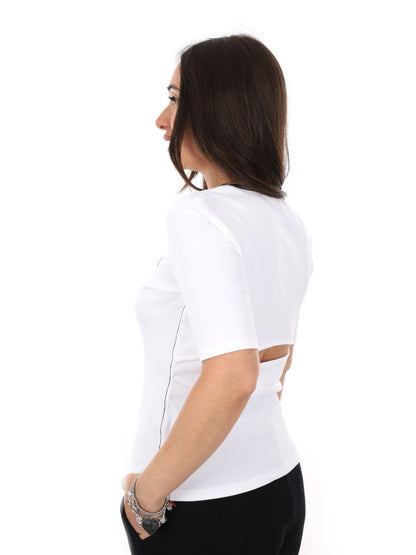 T-shirt donna Calvin Klein in cotone bianca con scollo a giro