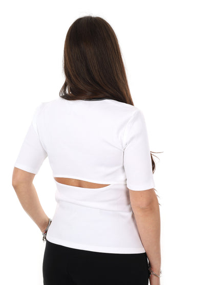 T-shirt donna Calvin Klein in cotone bianca con scollo a giro