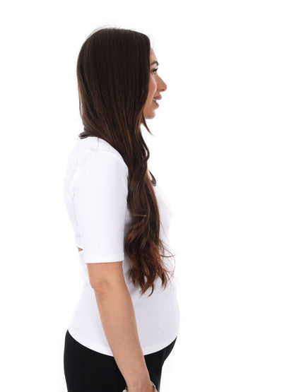 T-shirt donna Calvin Klein in cotone bianca con scollo a giro