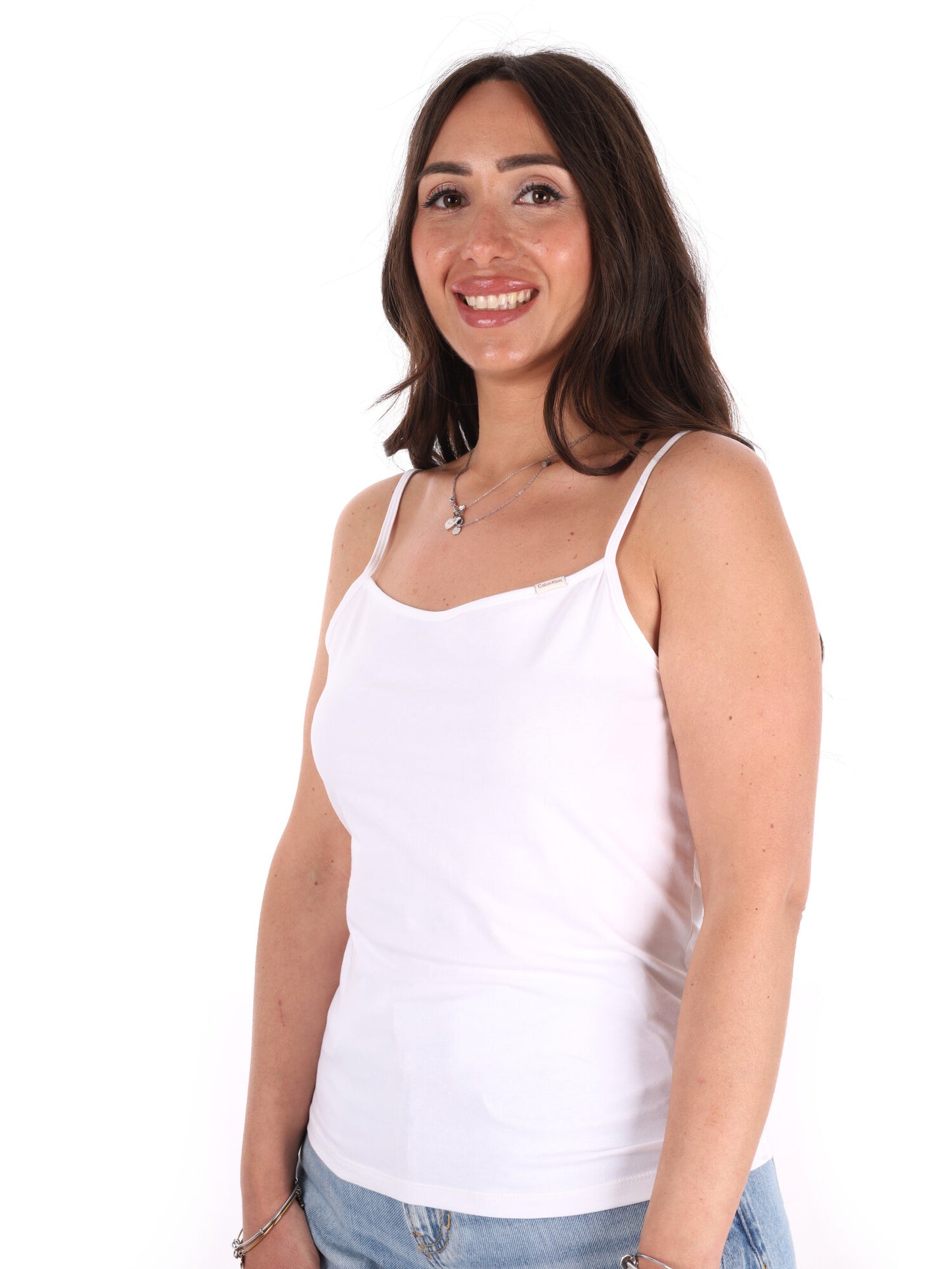 Canotta donna Calvin Klein in cotone stretch bianca