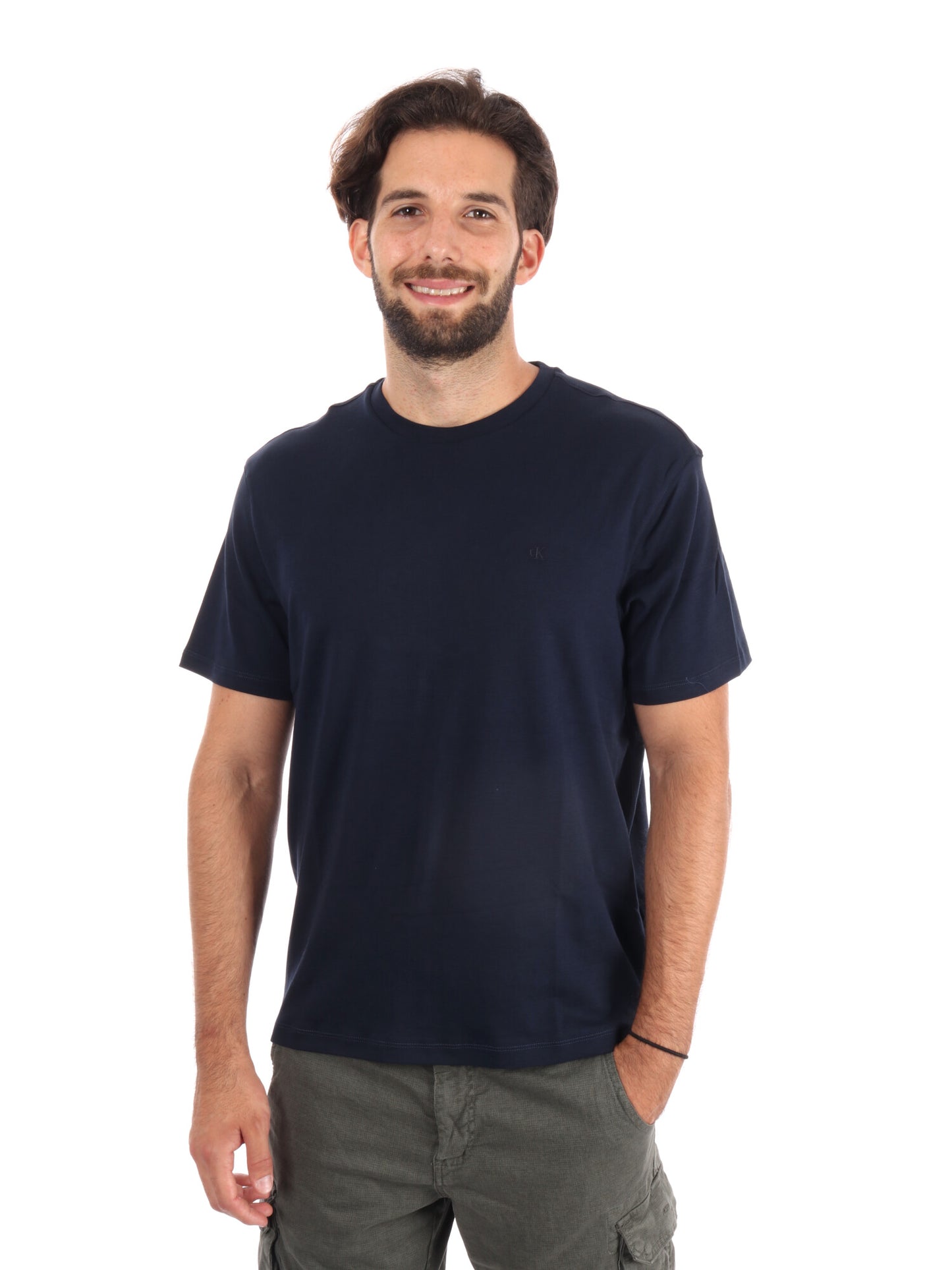 T-SHIRT SUPIMA CHEST CALVIN KLEIN UOMO BLU