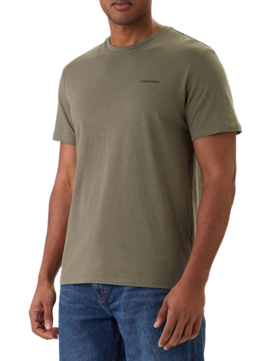 Calvin Klein t-shirt verde uomo con micro logo