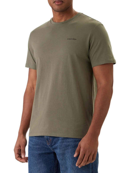 Calvin Klein t-shirt verde uomo con micro logo