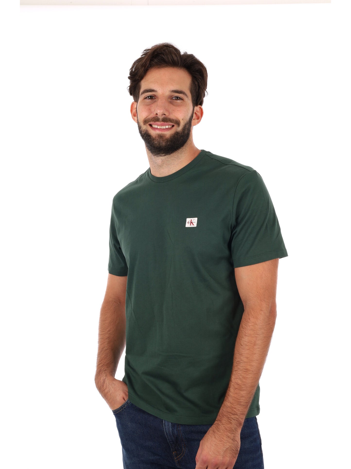 T-SHIRT BADGE CALVIN KLEIN JEANS DA UOMO VERDE