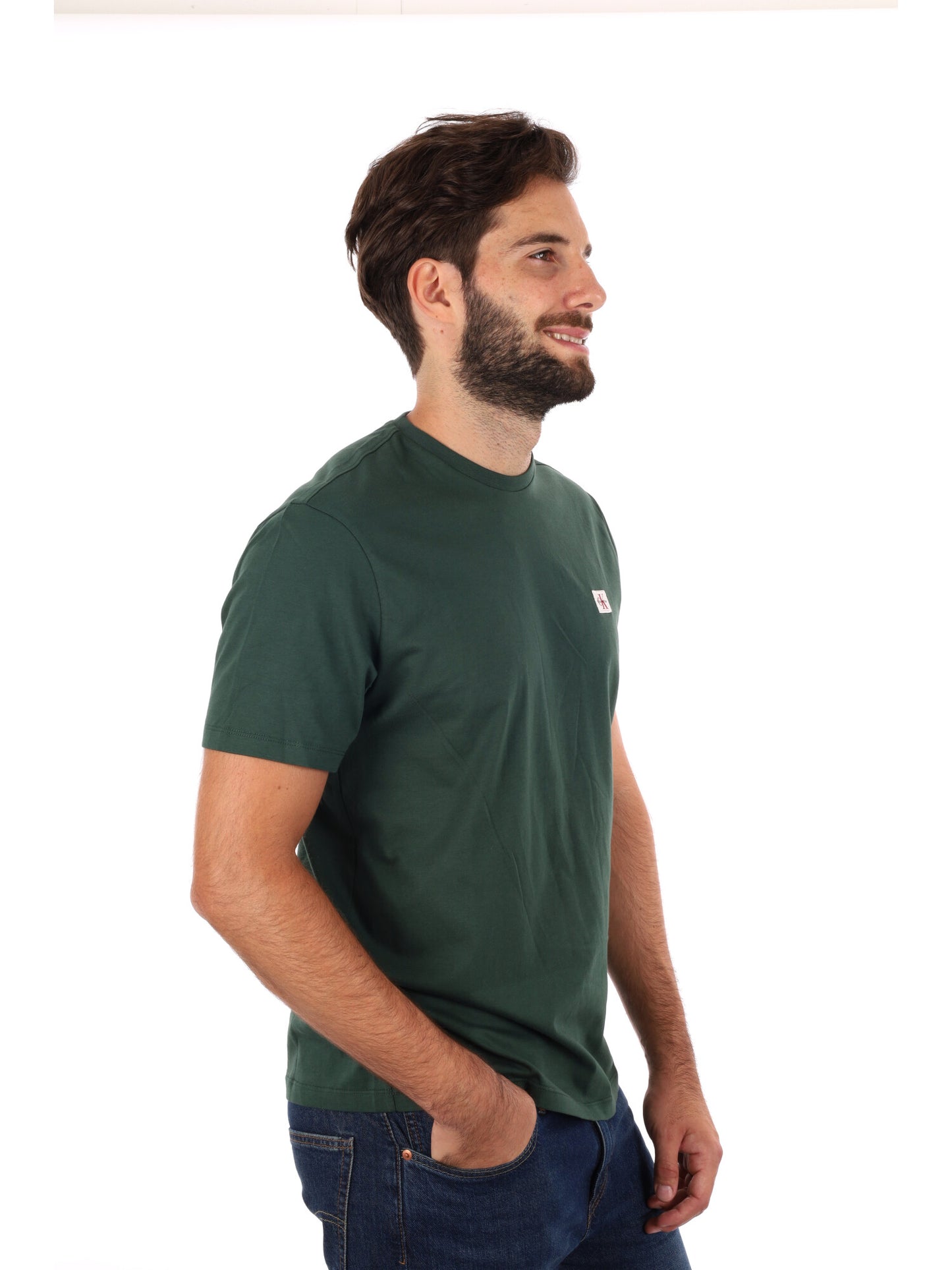 T-SHIRT BADGE CALVIN KLEIN JEANS DA UOMO VERDE